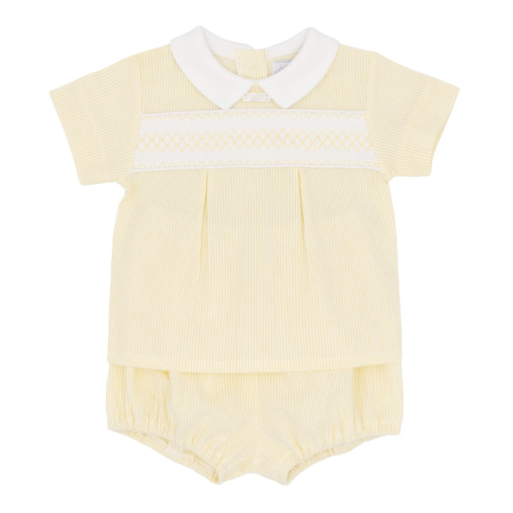 Amore Boys Lemon & White Smocked Jam Pants Set - AM0065