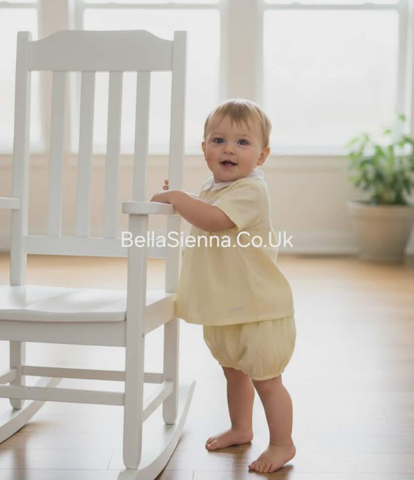 Amore Boys Lemon & White Smocked Jam Pants Set - AM0065