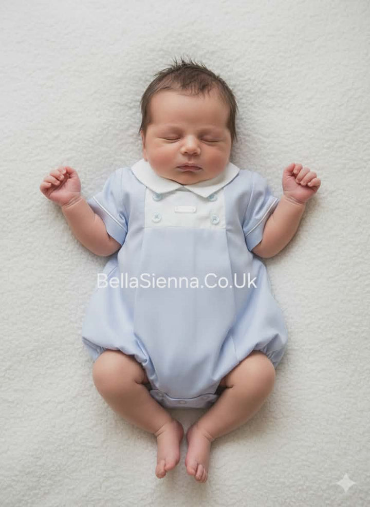 Amore Boys Blue & White Classic Gingham Romper - AM0085