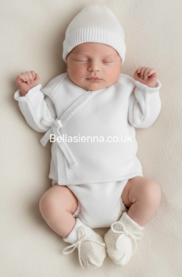 Mac ilusion Unisex White Four Piece Knitted "Coming Home" Outfit - AS06V2