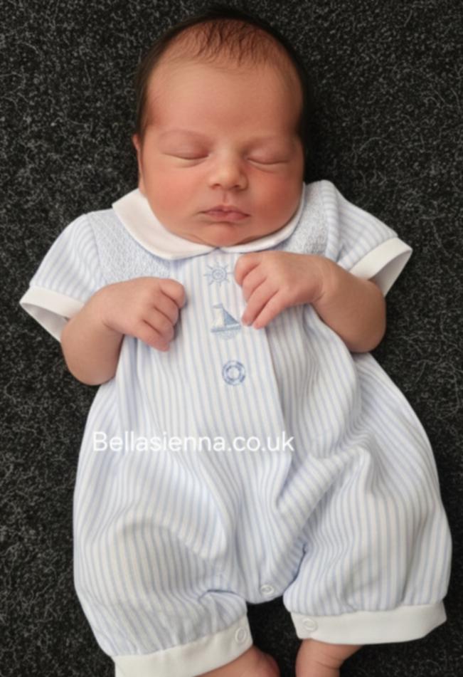 Dandelion Smocked Pique Nautical Romper - AV6105