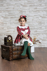 Abuela Tata Red & Green Tartan Dress With Beautiful Bow Back - 2599349