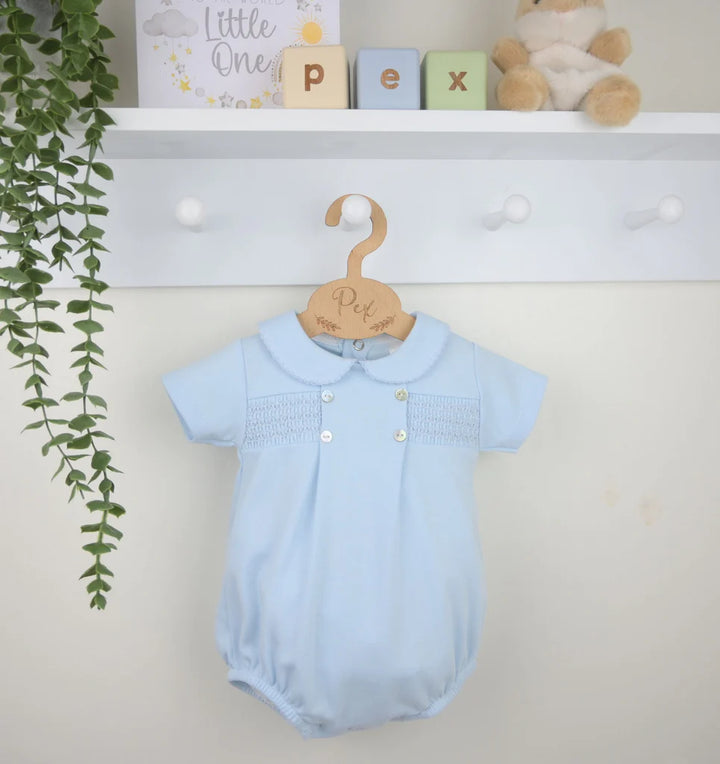 Baby Blue Smocked Romper - B0455