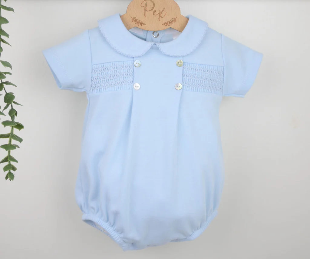 Baby Blue Smocked Romper - B0455