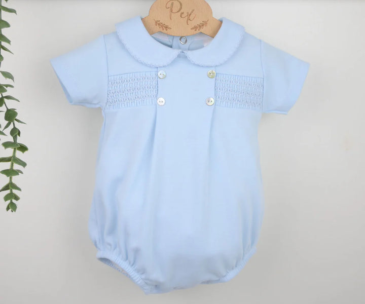 Baby Blue Smocked Romper - B0455