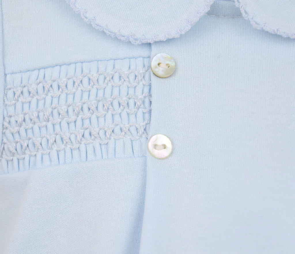 Baby Blue Smocked Romper - B0455