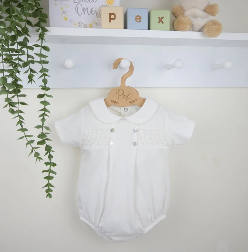 Ivory Baby Boys Smocked Romper - B0455