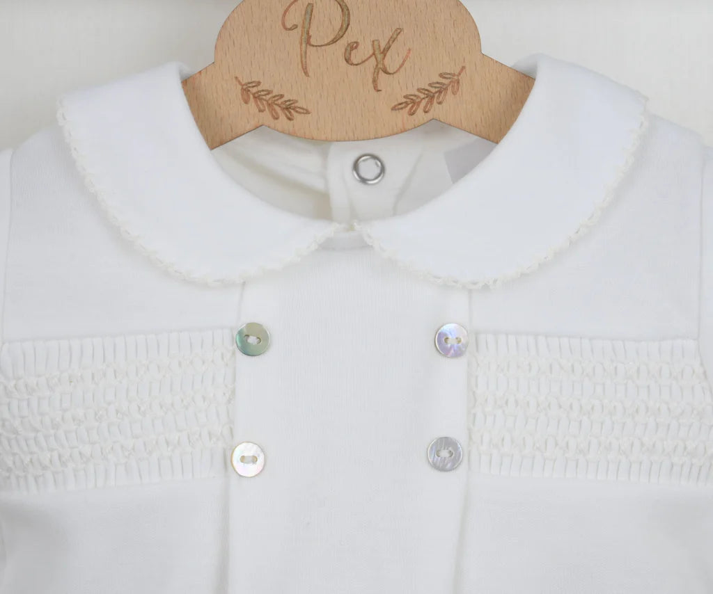 Ivory Baby Boys Smocked Romper - B0455