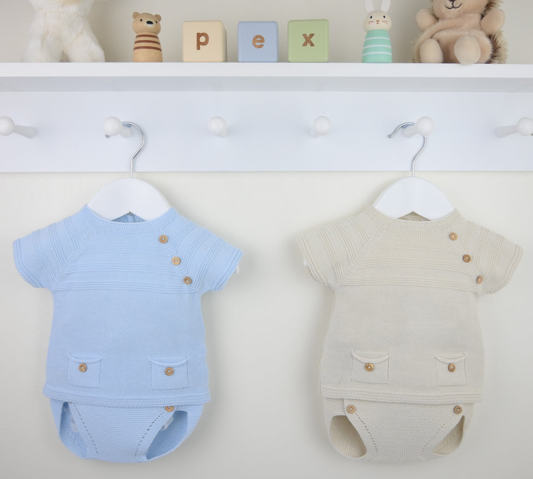 Baby Blue Knitted Two Piece Set - B0551