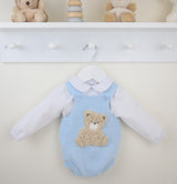 Pex Boys Blue Knitted Bear Romper & White Shirt Set - B0725