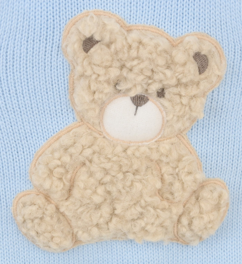 Pex Boys Blue Knitted Bear Romper & White Shirt Set - B0725
