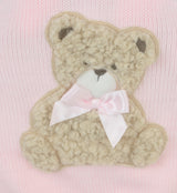 Pex Girls Pink Knitted Teddy Bear Romper & White Embroidered Blouse Set - B0726