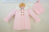 Pex Girls Pink Knitted Coat & Bonnet Set - Tamsin - B0772