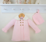 Pex Girls Pink Knitted Coat & Bonnet Set - Tamsin - B0772