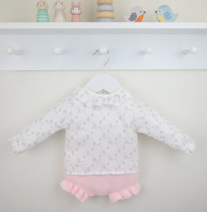 Pex Girls Baby Bunnies Two Piece Top & Knitted Pants Set - B092001415