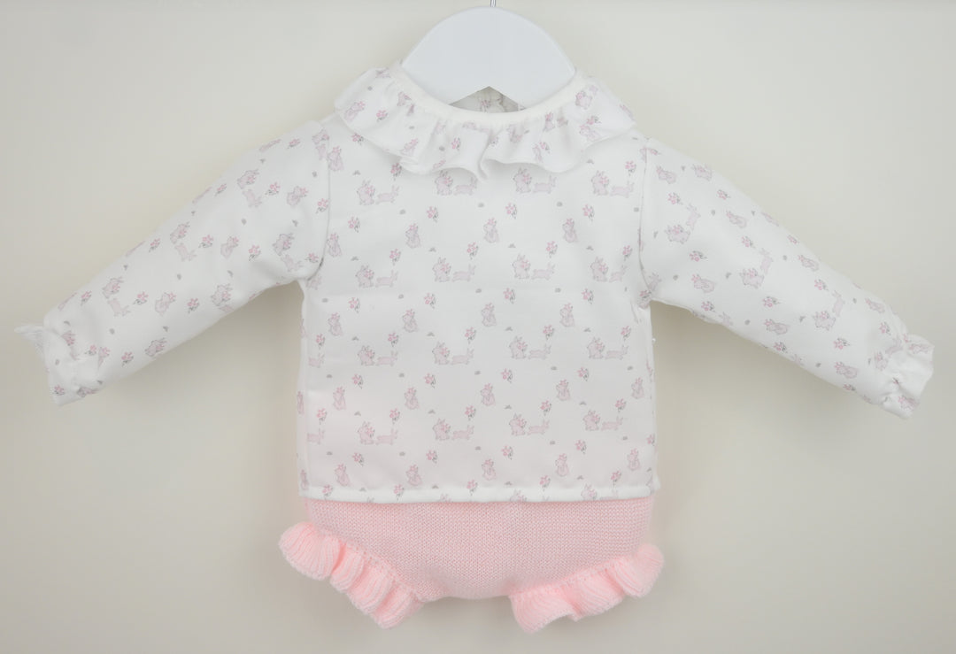Pex Girls Baby Bunnies Two Piece Top & Knitted Pants Set - B092001415
