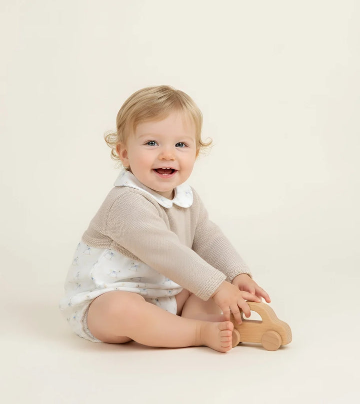 Beige/Natural Rocking Horse Romper - B097401510