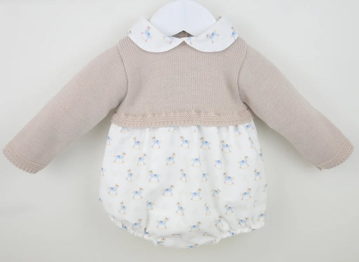 Beige/Natural Rocking Horse Romper - B097401510