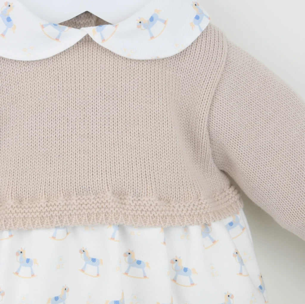 Beige/Natural Rocking Horse Romper - B097401510