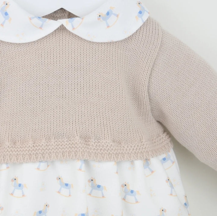 Beige/Natural Rocking Horse Romper - B097401510