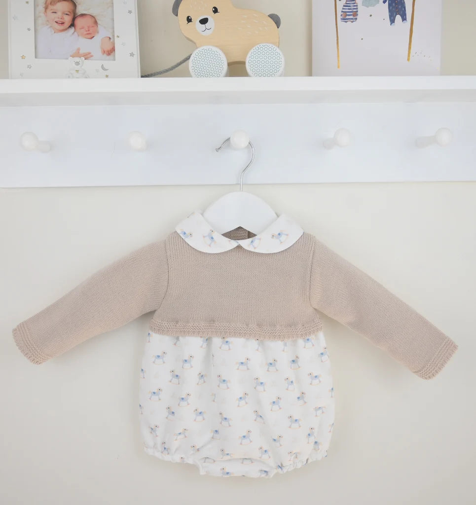 Beige/Natural Rocking Horse Romper - B097401510