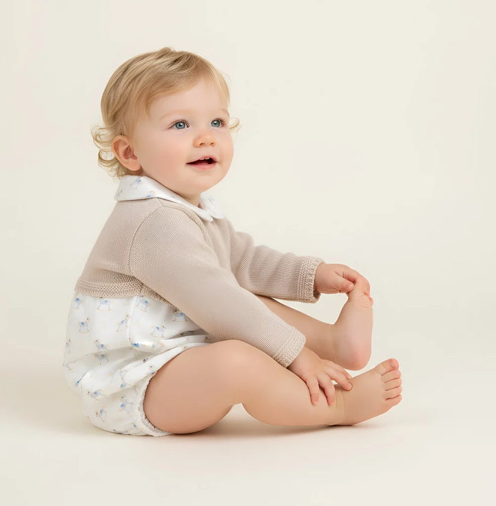 Beige/Natural Rocking Horse Romper - B097401510