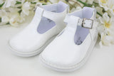 "Stef" Pex White Patent Leather Unisex T Bar Shoes