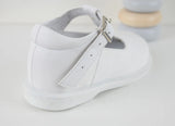 "Stef" Pex White Leather Unisex T Bar Shoes