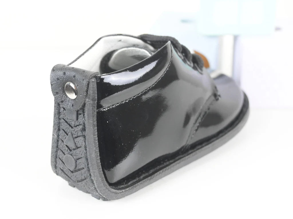 Black Patent Leather "Dillon" Shoe, Lace Up Boot