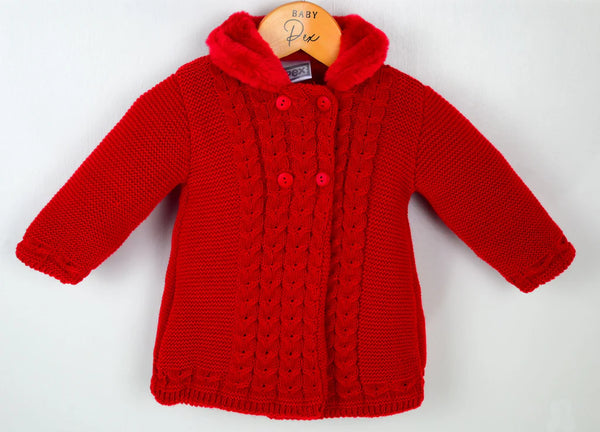 Red Knitted Baby Coat "Crystal" - B9939