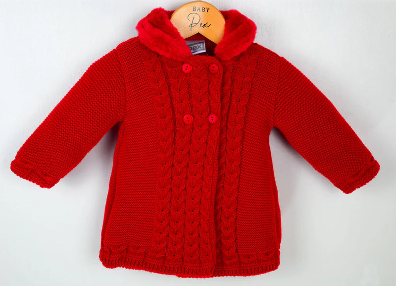 Red Knitted Baby Coat "Crystal" - B9939