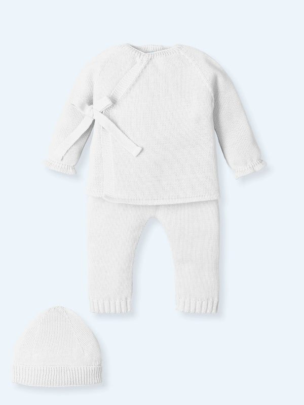 Mac ilusion Unisex White Three Piece Knitted "Coming Home" Outfit - BAS05V24