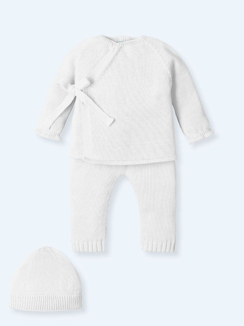 Mac ilusion Unisex White Three Piece Knitted "Coming Home" Outfit - AS05V24