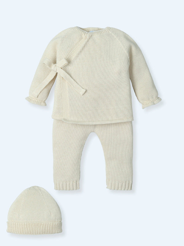 Mac ilusion Unisex Natural/beige Three Piece Knitted "Coming Home" Outfit - BAS05V24