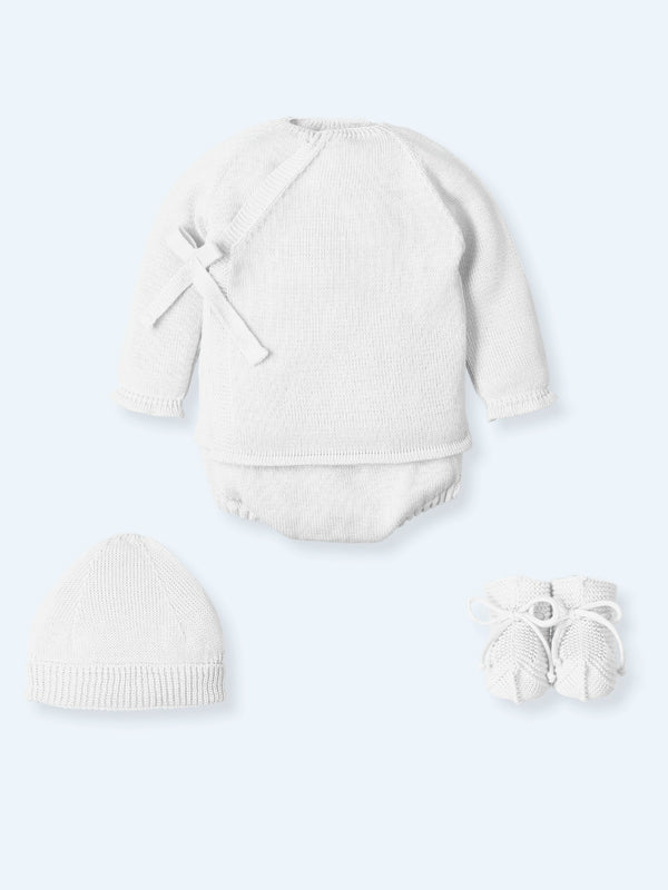 Mac ilusion Unisex White Four Piece Knitted "Coming Home" Outfit - BAS06V24