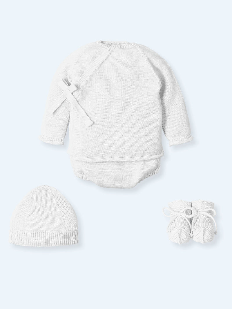 Mac ilusion Unisex White Four Piece Knitted "Coming Home" Outfit - AS06V2