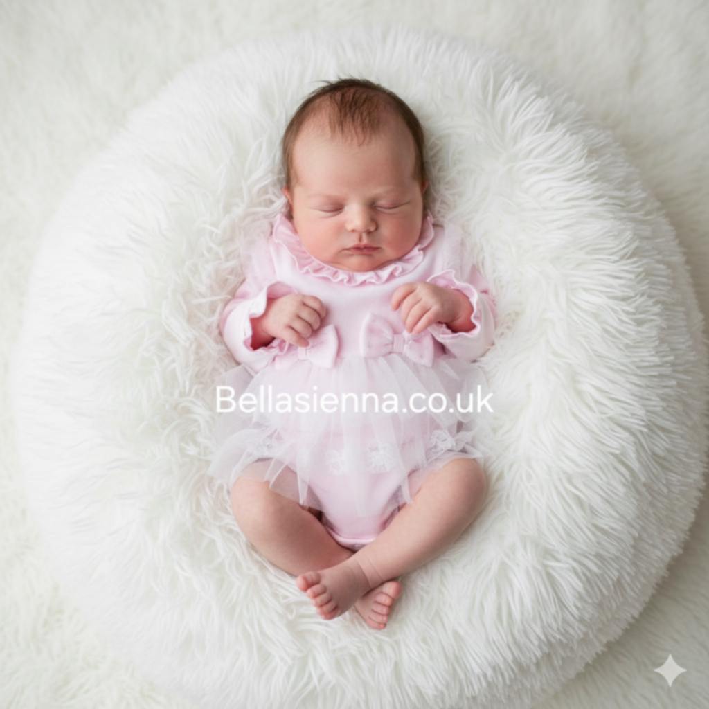 Blues Baby Pink Diamante Bow Romper  - BB0850