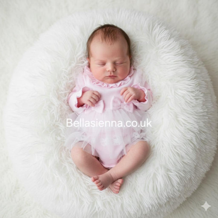 Blues Baby Pink Diamante Bow Romper  - BB0850