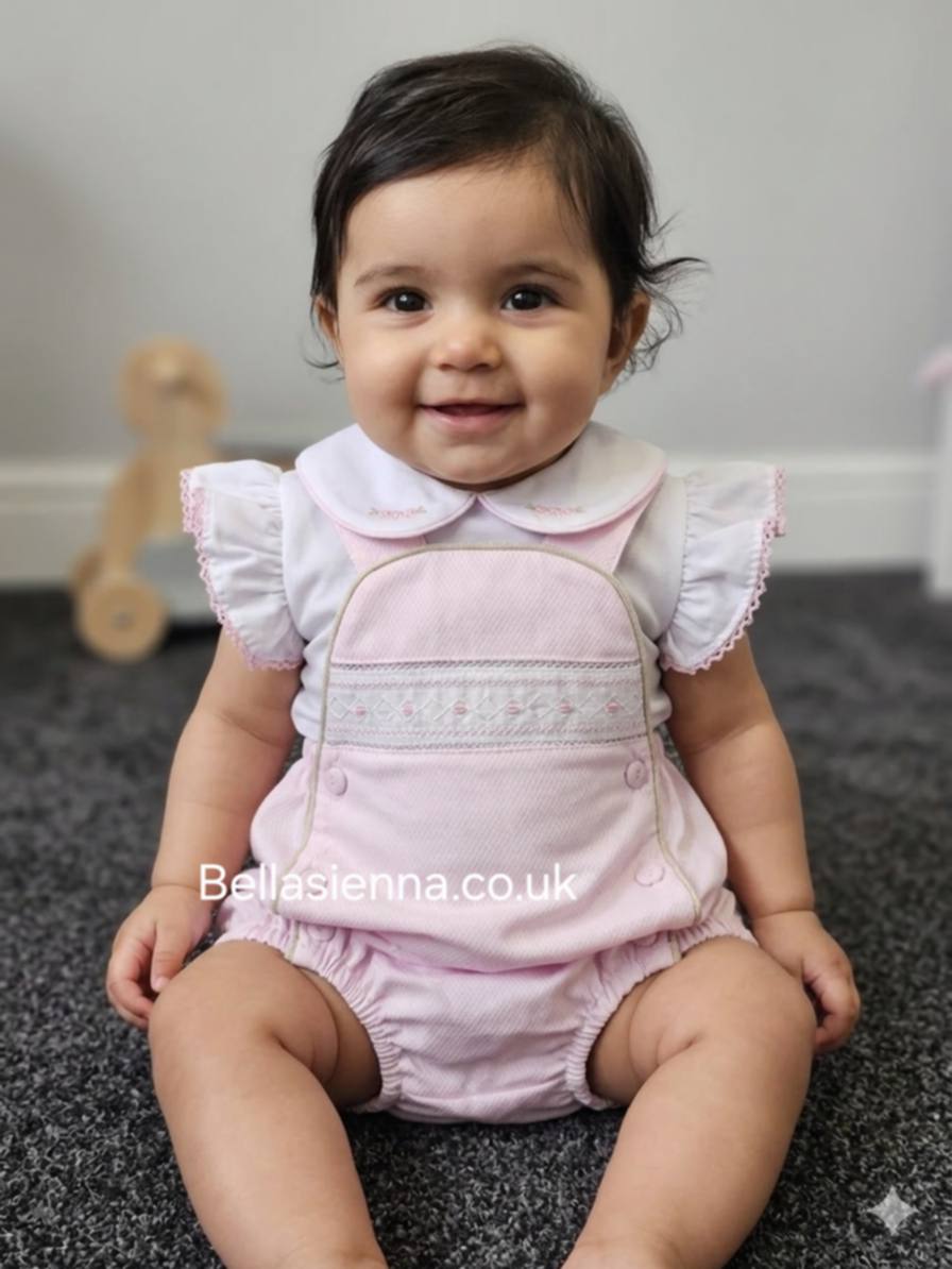 Pretty Originals Pink & White Dungaree Set  - BD02048