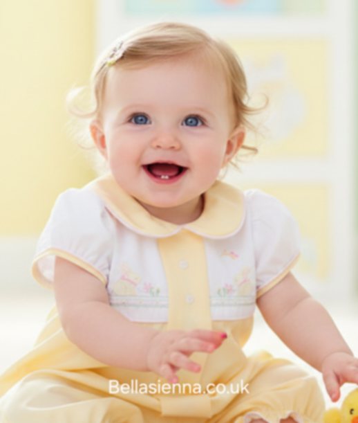 Pretty Originals Lemon, White & Pink Bunny Rabbit Romper  & Matching Headband - BD02099