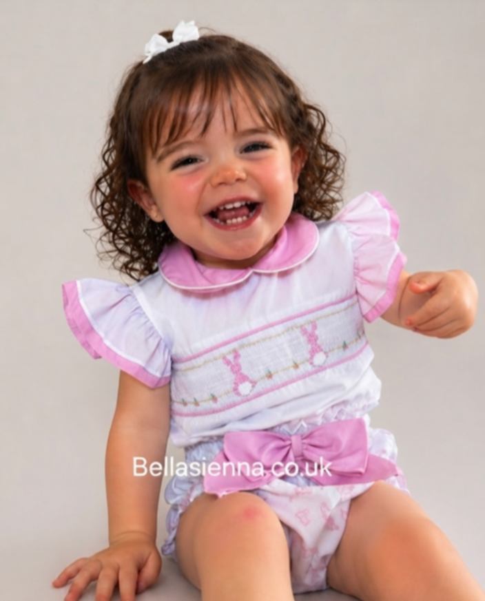 Pretty Originals Hand Smocked Bunny Rabbit Jam Pants Set - BD02178