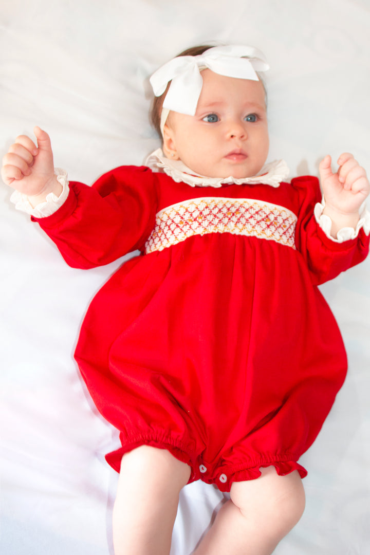 Pretty Originals Pink Hand Smocked Romper & Matching Bonnet - BD02267