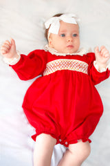 Pretty Originals Pink Hand Smocked Romper & Matching Bonnet - BD02267