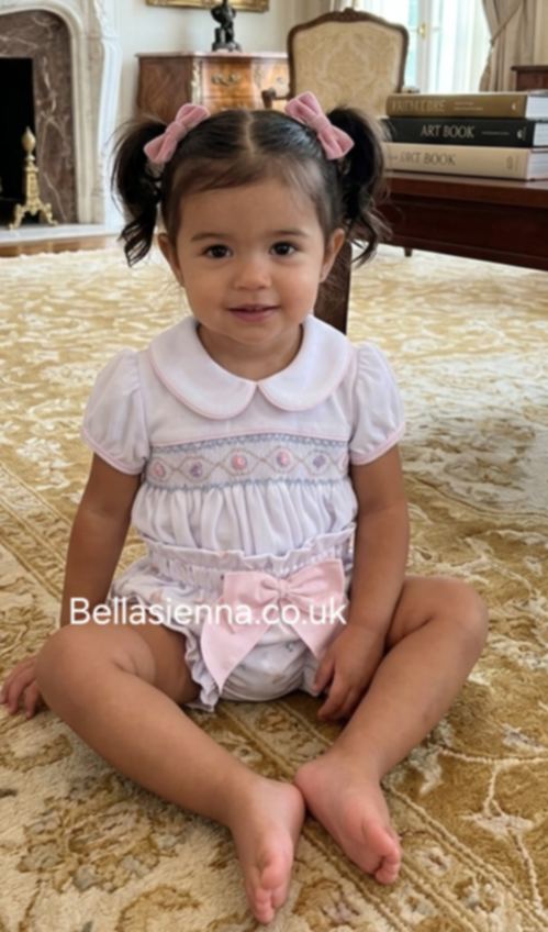 Pretty Originals Girls Butterfly Print Two Piece Smocked Romper Set - BD02378