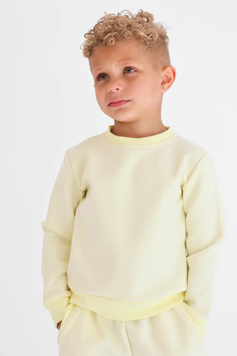Harris Kids "Enzo" Boys Plain Jumper & Shorts Set - Lemon