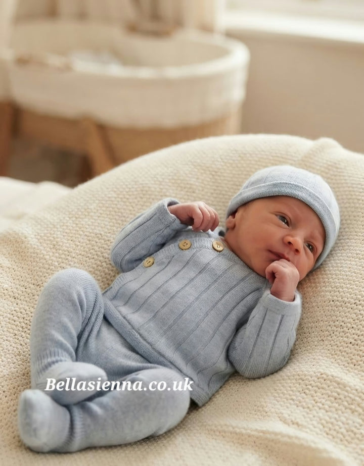 Baby Boys Three Piece Knitted Outfit - 2511 - Cielo - Blue