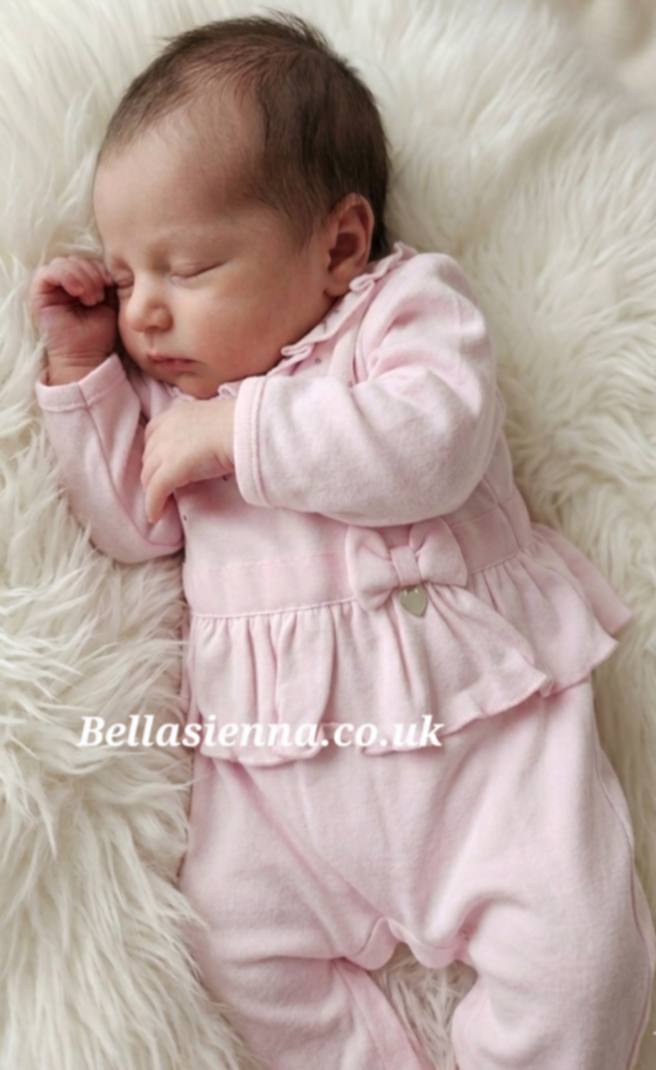 Blues Baby Girls Pink Bow All In One Babygrow Sleepsuit - BB20222