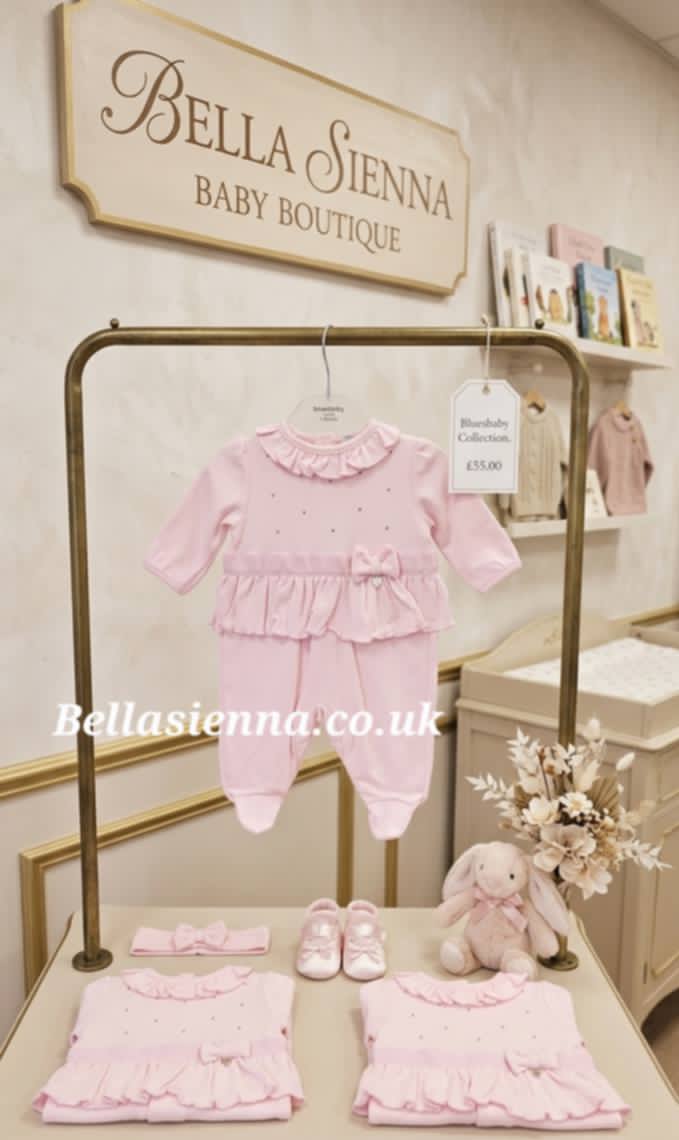 Blues Baby Girls Pink Bow All In One Babygrow Sleepsuit - BB20222