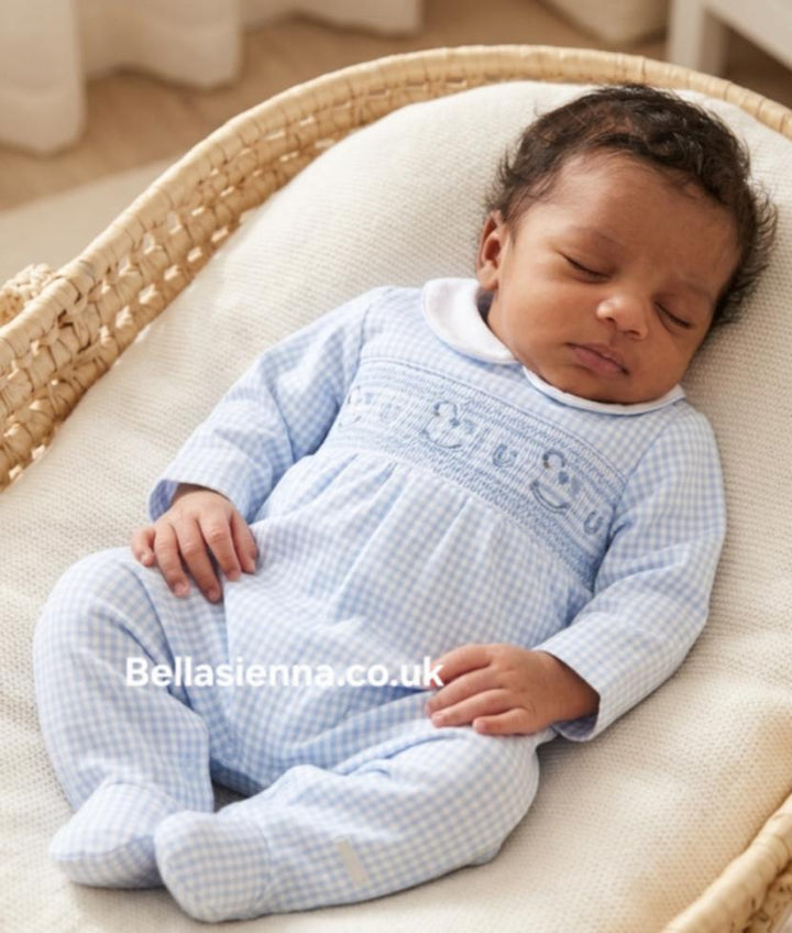Blues Baby Boys Seersucker Sleeper With Rocking Horse Embroidery - BB1031