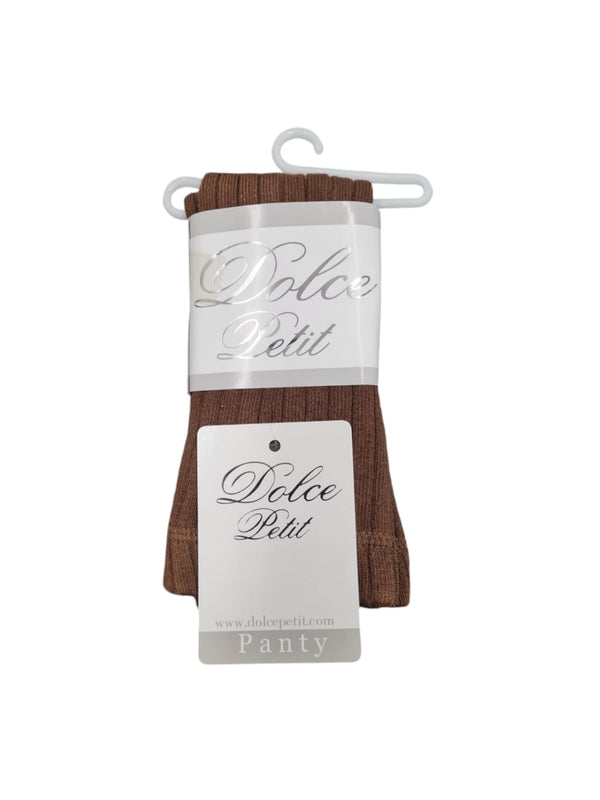 Dolce Petit Thick Ribbed Brown Tights